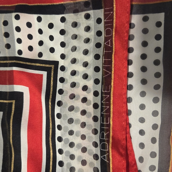 Adrienne Vittadini Polka Dot Scarf -‎ Red, Black, White - Square - Picture 3 of 6